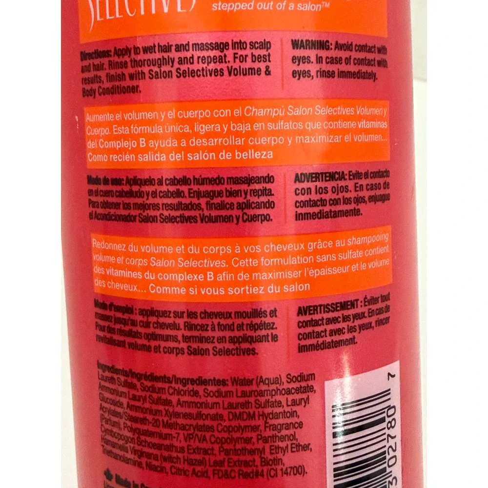 Salon Selectives Volume Body Shampoo Lemongrass Low Sulfate Paraben Free 16.1oz